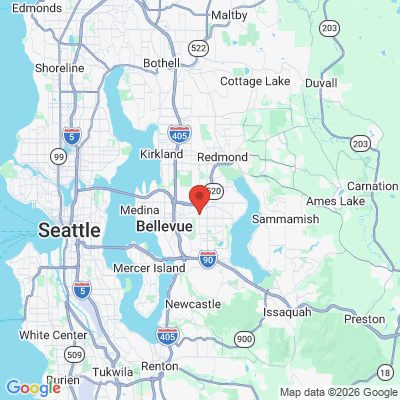 Map to Bellevue Dentistry office in Bellevue, WA